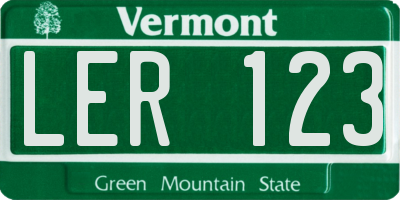 VT license plate LER123