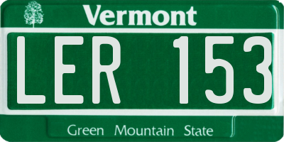 VT license plate LER153
