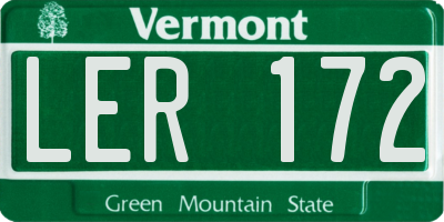 VT license plate LER172