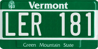 VT license plate LER181