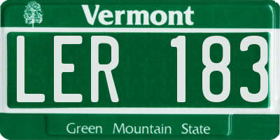 VT license plate LER183