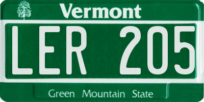 VT license plate LER205