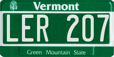 VT license plate LER207