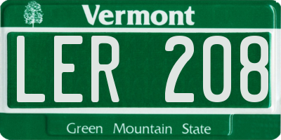 VT license plate LER208