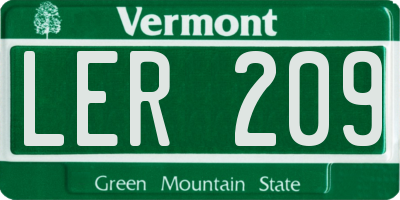 VT license plate LER209