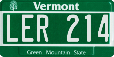 VT license plate LER214