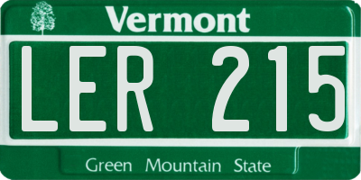 VT license plate LER215