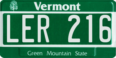 VT license plate LER216