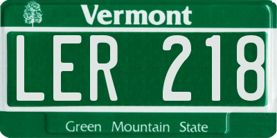 VT license plate LER218