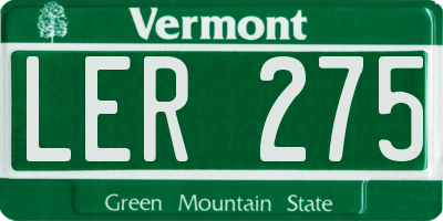 VT license plate LER275
