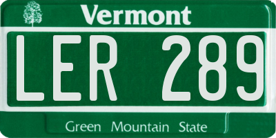 VT license plate LER289