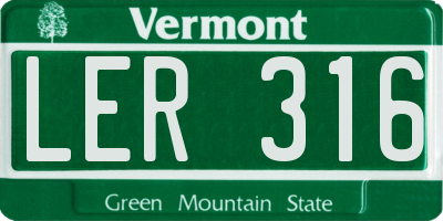 VT license plate LER316