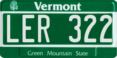 VT license plate LER322