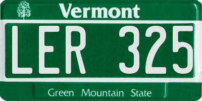 VT license plate LER325