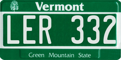 VT license plate LER332