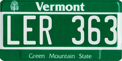 VT license plate LER363