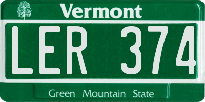 VT license plate LER374