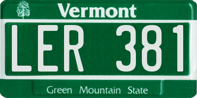 VT license plate LER381