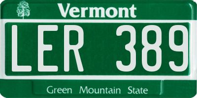 VT license plate LER389