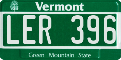 VT license plate LER396