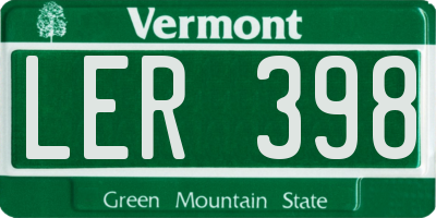 VT license plate LER398