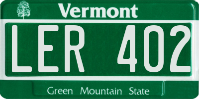 VT license plate LER402