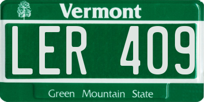 VT license plate LER409