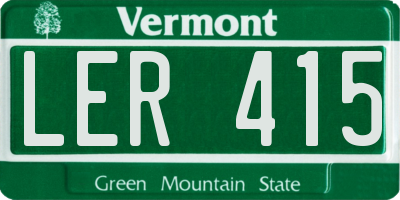 VT license plate LER415