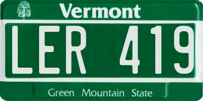VT license plate LER419