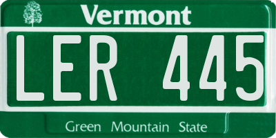 VT license plate LER445