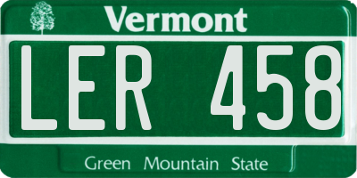 VT license plate LER458