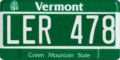 VT license plate LER478