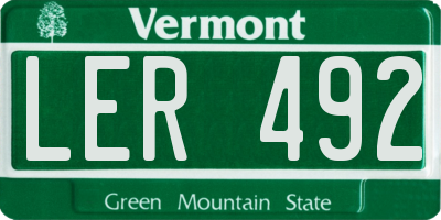 VT license plate LER492