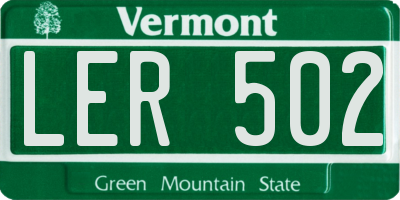 VT license plate LER502