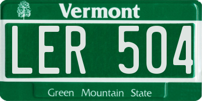 VT license plate LER504