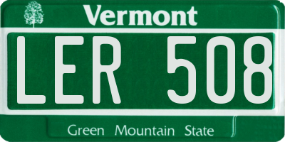 VT license plate LER508