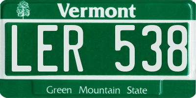 VT license plate LER538
