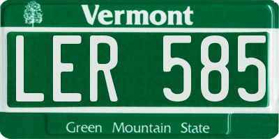 VT license plate LER585