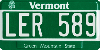 VT license plate LER589