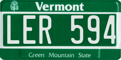 VT license plate LER594