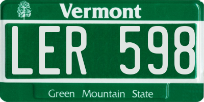 VT license plate LER598