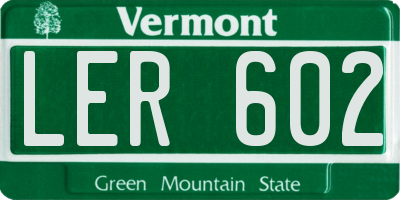 VT license plate LER602