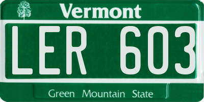 VT license plate LER603
