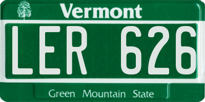 VT license plate LER626