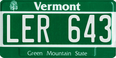 VT license plate LER643