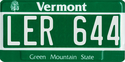 VT license plate LER644