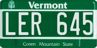 VT license plate LER645