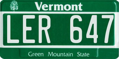 VT license plate LER647