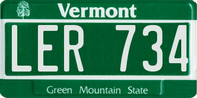 VT license plate LER734