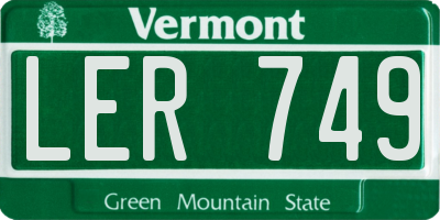 VT license plate LER749